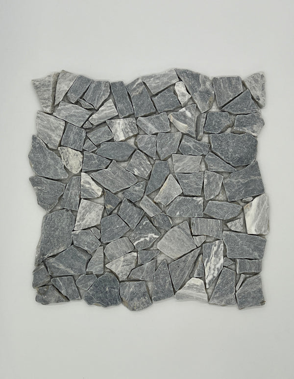 Bardiglio Marble Flat Pebble Broken Random Mosaic Tile - stoneandtiledepot.com