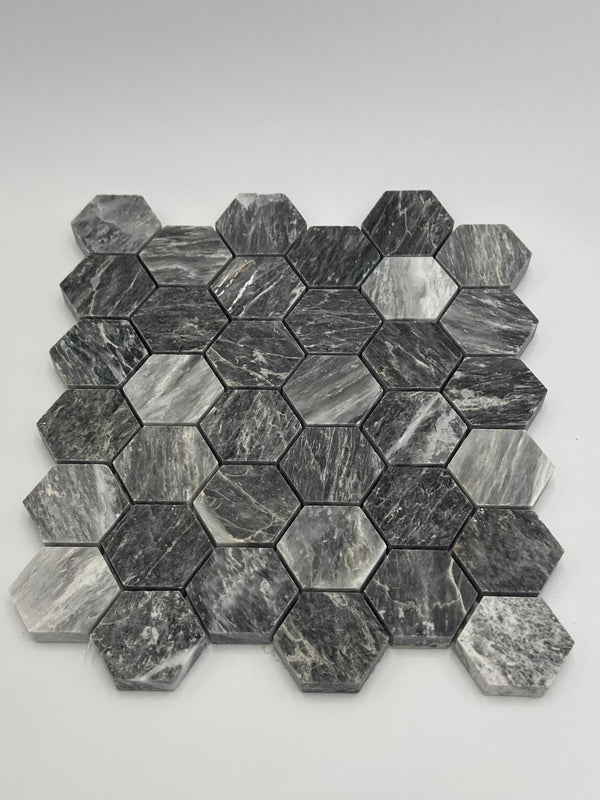 Bardiglio Marble 2x2 Hexagon Polished Mosaic Tile - stoneandtiledepot.com