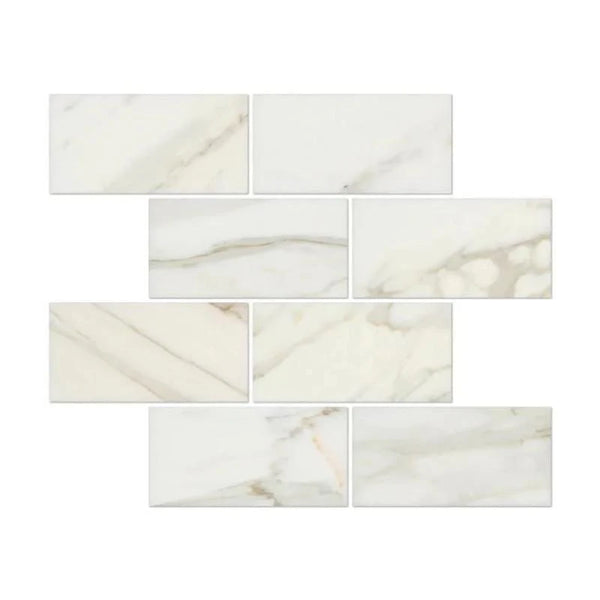 Calacatta Gold Marble 3x6 Honed Tile.