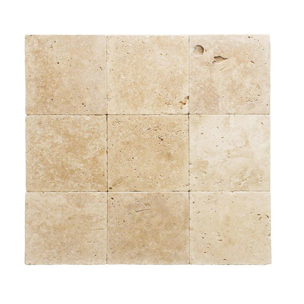 Ivory Travertine 12x12 3cm Tumbled Paver.