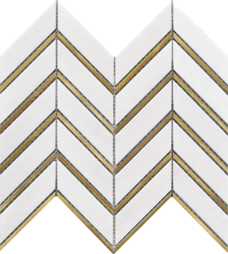 Rockart Thassos Metal Arrow 10x12 Marble Mosaic Tile.