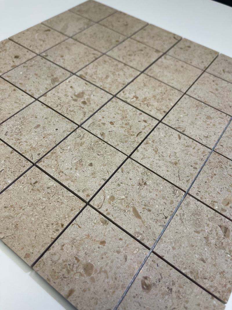 Gascogne Beige Limestone 2x2 Honed Mosaic Tile - Onlinetileshop.com