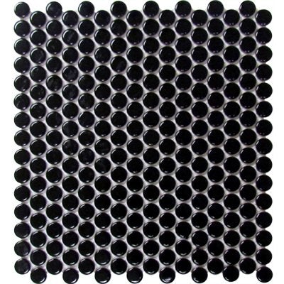 Cc Mosaics Black Penny Round 12x12 Porcelain Mosaic Tile.