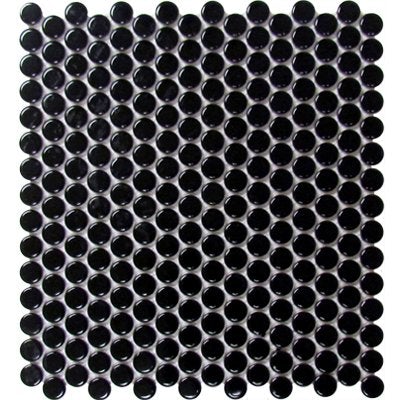 Cc Mosaics Black Penny Round Porcelain Mosaic Tile.