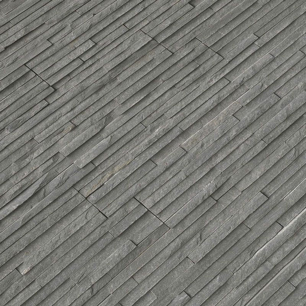 Charcoal Gray 6x24 Pencil Stacked Stone Ledger Panel.