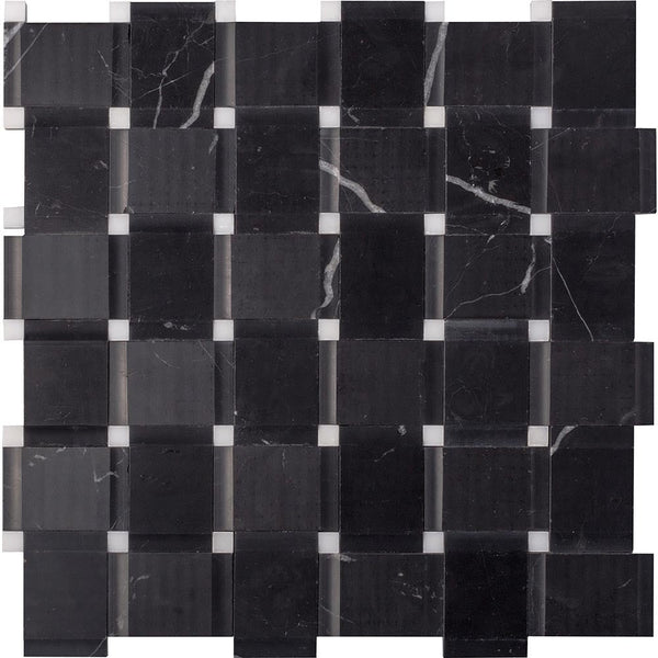 GRABEN Nero Marquina / Eastern White Mosaic Tile.