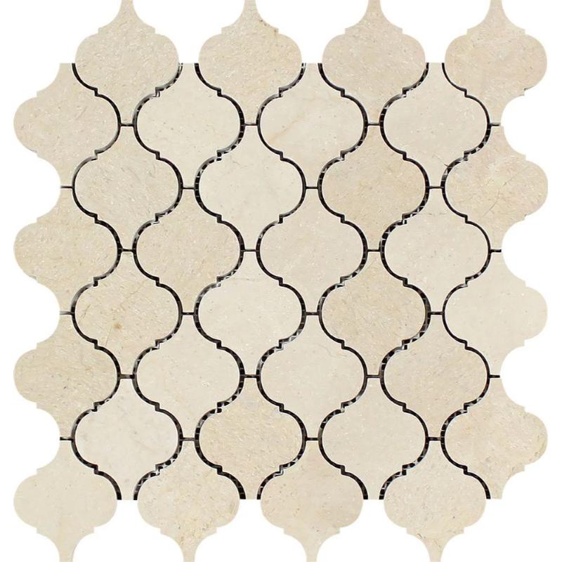 Crema Marfil Marble Polished Lantern Design Mosaic Tile.