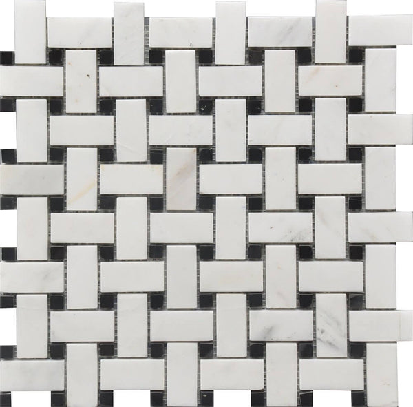 Rockart Basket Weave Marble Bw Marble Mosaic Tile.