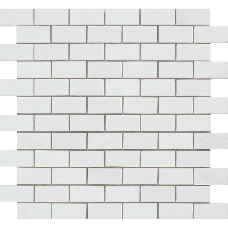 Thassos White Marble 1x2 Honed Mosaic Tile.