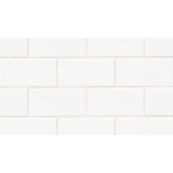 White 3x6 Glossy Ceramic Wall Tile.
