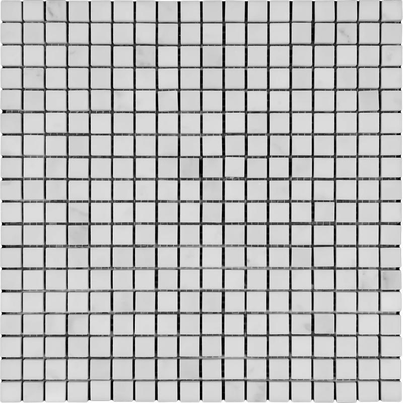White Carrara Marble 5/8x5/8 Honed Mosaic Tile.